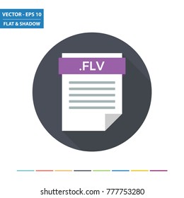 FLV animation video document file format flat icon. Vector Illustration.