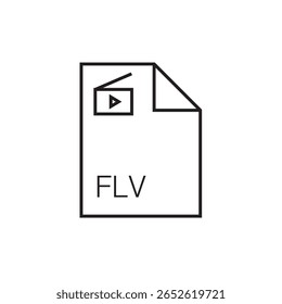 ícone de extensão de arquivo flv contorno traçado editável eps 