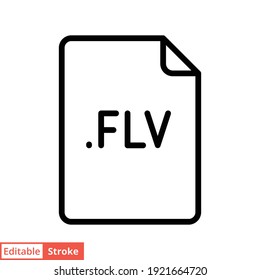 FLV file format line icon. Linear style sign for mobile concept and web design. Simple outline symbol. Vector illustration isolated on white background. Editable stroke EPS 10.