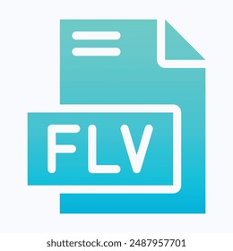 FLV File Format Vector Icon, Isolated Gradient Vector Icon.