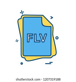 FLV file type icon design vector