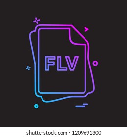 FLV file type icon design vector