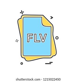 FLV file type icon design vector