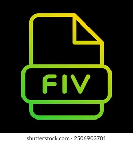 Flv file type icon. document, format, extension. with an outline gradient design. Can be used for multimedia files.