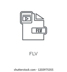 Flv linear icon. Flv concept stroke symbol design. Thin graphic elements vector illustration, outline pattern on a white background, eps 10.