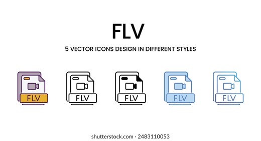 Flv vector icons set stock illustration