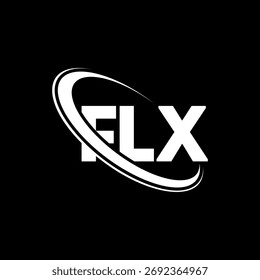Logotipo de FLX. Carta FLX. Diseño de logotipo de letra FLX. Logotipo de FLX con el círculo y el logotipo del monograma en mayúsculas. Tipografía FLX para tecnología, negocio y marca inmobiliaria.
