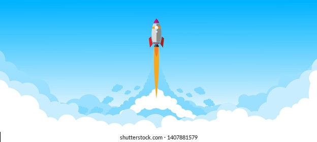fly across the blue sky - rocket