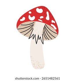 Fly agaric, amanita mushroom. Stylized forest autumn mushroom. 