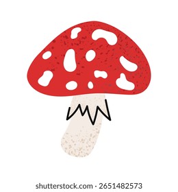 Voe agárico, cogumelo amanita. Cogumelo vermelho de outono florestal estilizado. 