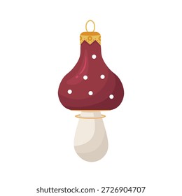 Fly agaric Christmas tree decoration. Vector Illustration for printing, backgrounds and packaging. Image can be used for greeting cards, posters, stickers and textile. Isolated on white background.