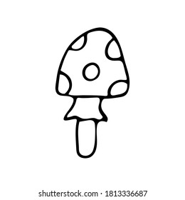 Fly agaric. Doodle element. Vector illustration.