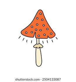 Fly agaric doodle. Vector isolated on white background