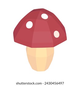 Fly agaric - hand drawn isometric vector illustration in low poly style. 