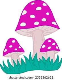 Fly agaric, setas venenosas incomestibles del bosque. Esbozo de una ilustración vectorial de una agaría de mosca brillante. Hermosas setas rojas con manchas blancas.