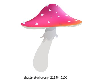Fly agaric isolated on white background. Realistic mushroom render