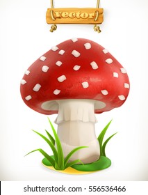 Fly agaric mushroom. 3d vector icon