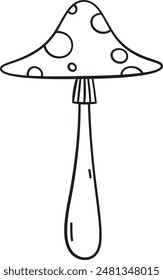 Fly Agaric Mushroom Doodle Vector Illustration