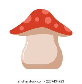 Fly agaric mushroom flat illustration