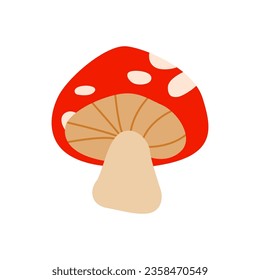 Fly Agaric Mushroom Isolated. Vector Flat Illustration. Amanita Icon.