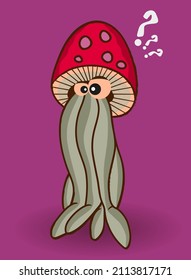 Fly agaric mushroom mutant with legs and eyes
