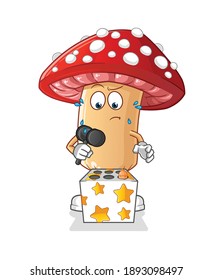 fly agaric mushroom play whack a mole mascot. cartoon vector