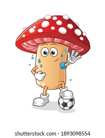 fly agaric mushroom playing soccer illustration. character vector