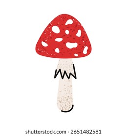 Fly agaric mushroom. Stylized forest autumn red mushroom. 