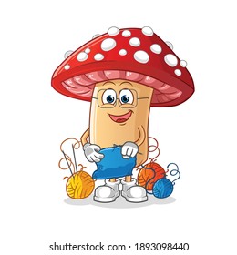 fly agaric mushroom tailor mascot. cartoon vector