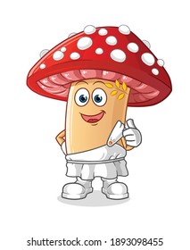 fly agaric mushroom with traditional greek clothing cartoon. cartoon mascot vector