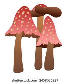 Fly agaric mushrooms in flat design. Autumn forest poisonous fungus. Vector illustration isolated.