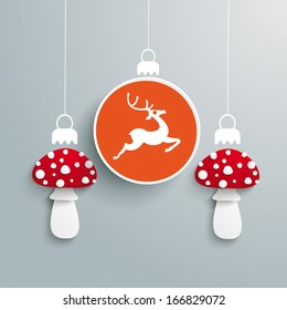 Fly agaric on the grey background. Eps 10 vector file.