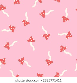 Fly agaric on a pink background seamless pattern. Vector illustration