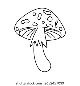Fly agaric outline mushroom. forest autumn mushroom. 