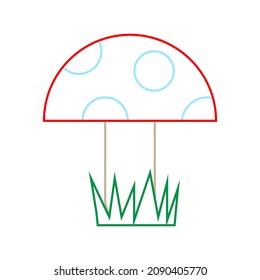 Fly agaric. Outline silhouette. Grass sign. Mushroom icon. Forest plant. Shadow effect. Vector illustration. Stock image.