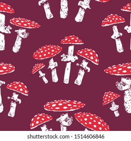 Fly Agaric Pattern. Endless Background. Seamless