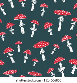 Fly Agaric Pattern. Endless Background. Seamless