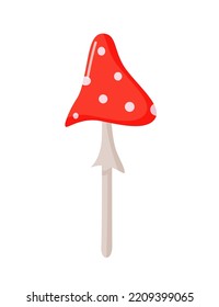 Fly agaric poisonous mushroom, vector cartoon illustration of isolate on white.