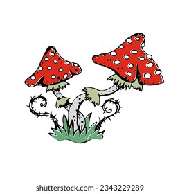 Fly agaric is a poisonous mushroom. Vector