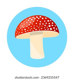 Fly agaric con hongos de capucha roja y puntos blancos ilustrativos vectoriales