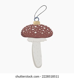 fly agaric toy Christmas tree; vector; illustration; decoration New Year; template; element; vintage