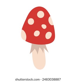 Fly agaric. Vector illustration of a cute Amanita mushroom in cartoon style, hand drawn. Vector icon