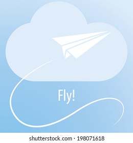 fly. airplane in the blue sky. vector background. eps10