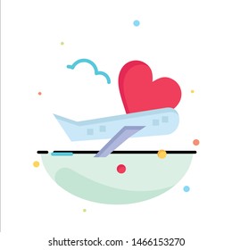 Fly, Airplane, Plane, Airport Abstract Flat Color Icon Template. Vector Icon Template background