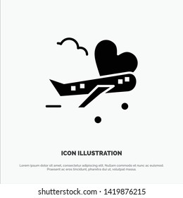 Fly, Airplane, Plane, Airport solid Glyph Icon vector