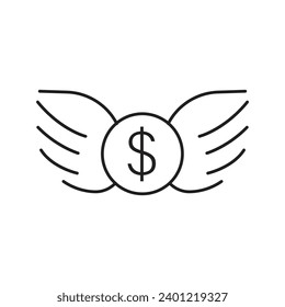 Fly away dollars icon design, isolated on white background. vector illustration