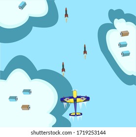 fondo de vuelo caricatura azul avión para los niños de juego volando colorido avión