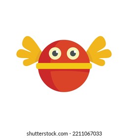 Fly Ball Spielzeugsymbol. Flache Illustration von Fly-Ball-Spielzeug, Vektorsymbol einzeln auf weißem Hintergrund