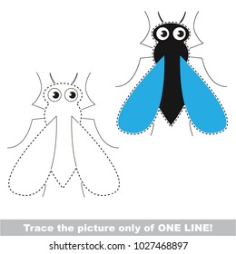 Fly to be traced only of one line, the tracing educational game to preschool kids with easy game level, the colorful and colorless version.