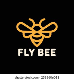 Fly Bee Logo Icon Vector Illustration Template Background Wallpaper with Simple Insect Design for Creative Branding and Modern Graphic Art